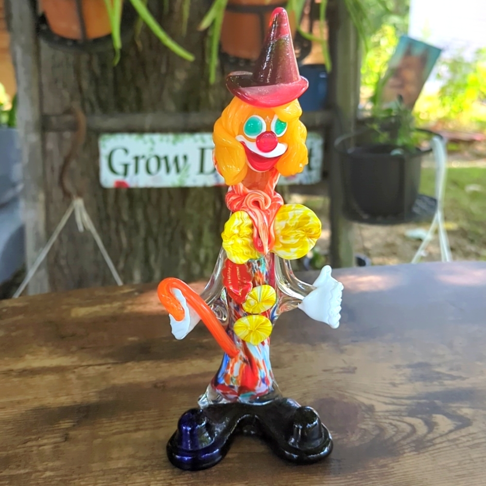 Rare HTF Vintage 💎 Murano, Italy 🤡 hand-blown VENETIAN GLASS CLOWN 🤡 pristine